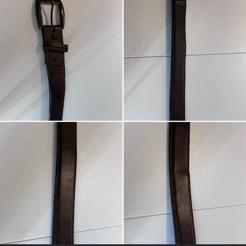 Genuine Leather Belt Brown Distressed Matte Buckle Casual Classic 46